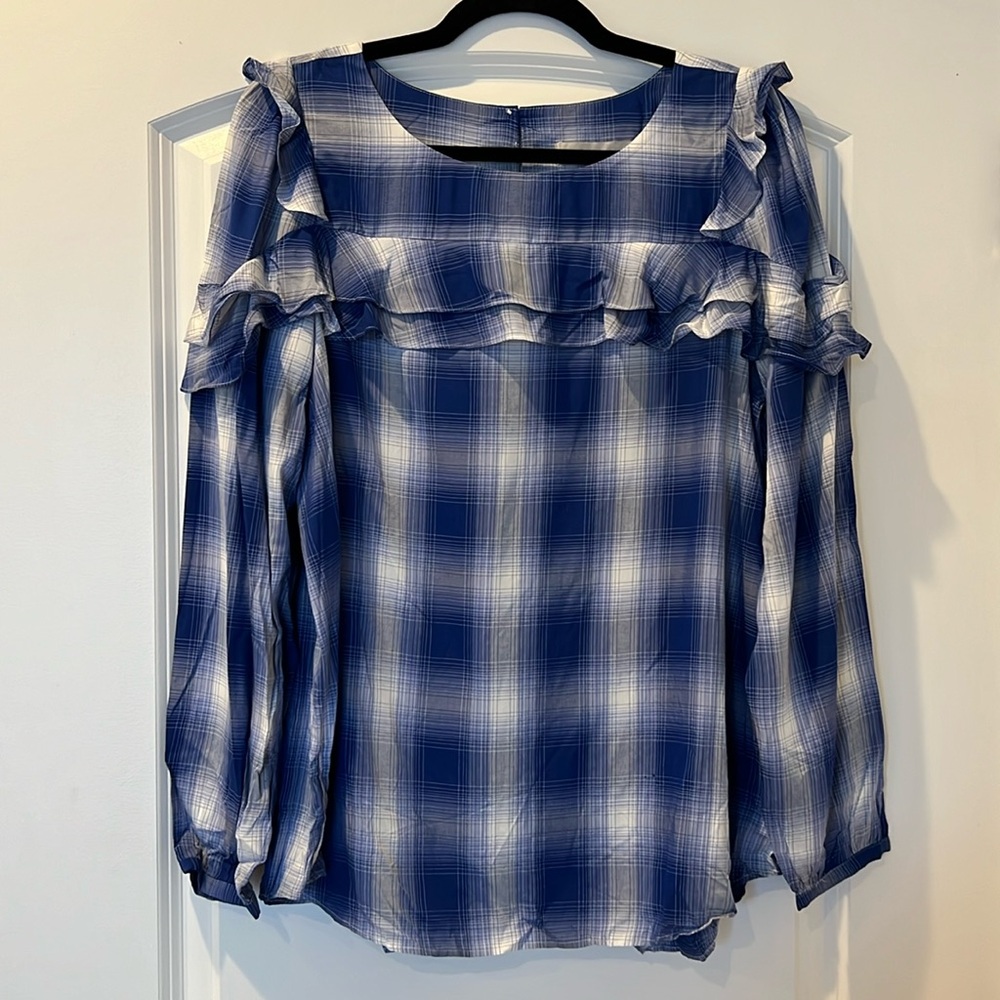 NWT LOFT Long Sleeve Ruffle Blouse, Medium